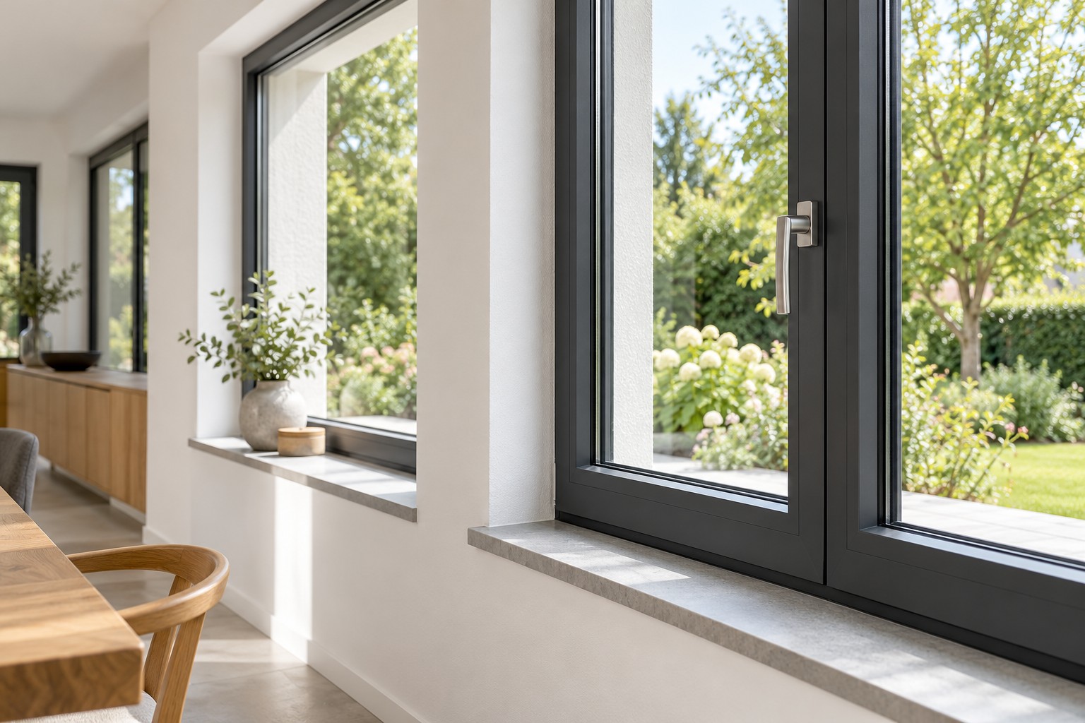 Anthrazitfarbene Fenster – KI-generiertes Beispielbild